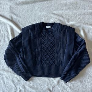 Seek Sweater 100% Merino Wool Cropped Fisherman Cable Knit